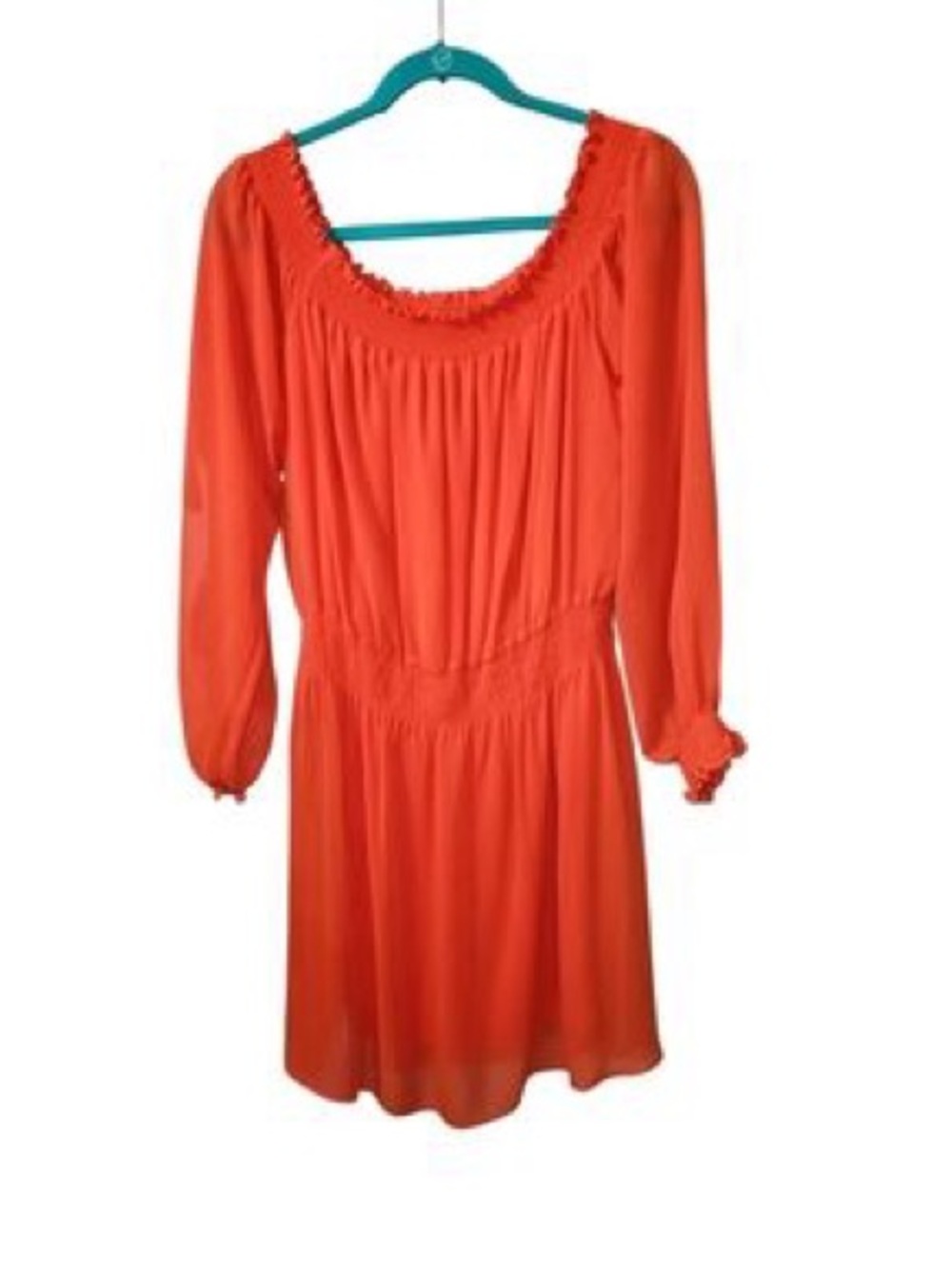 Marciano Vibrant Orange Long-Sleeve Peasant Dress